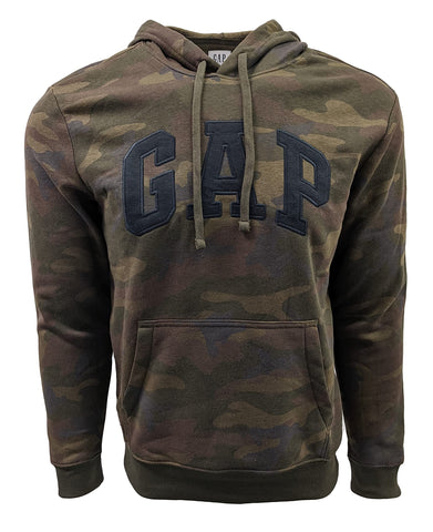 GAP Factory Men's Fleece Arch Logo Pullover Hoodie (X-Large, Camouflage Forest (Black Logo))