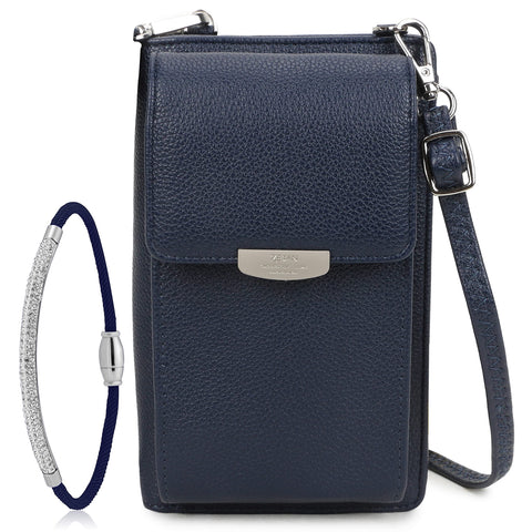 Crossbody Phone Bag for Women & Girls | Small Leather Handbag with Multiple Compartments & Card Holder Wallet | Detachable & Adjustable Shoulder Strap | Purse Includes Matching Bracelet | UK Brand