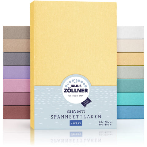 Julius ZÃ¶llner 8320147760 Jersey Fitted Sheet for Cot Bed Size: 60 x 120/70 x 140 cm Colour: Banana