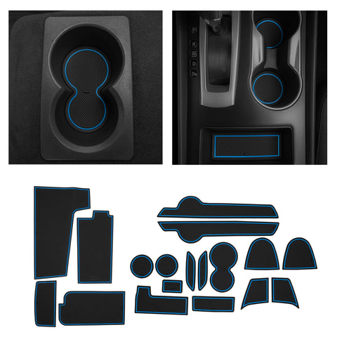 CupHolderHero fits Nissan Altima Accessories 2013-2018 Premium Custom Interior Non-Slip Anti Dust Cup Holder Inserts, Center Console Liner Mats, Door Pocket Liners 18-pc Set (Blue Trim)