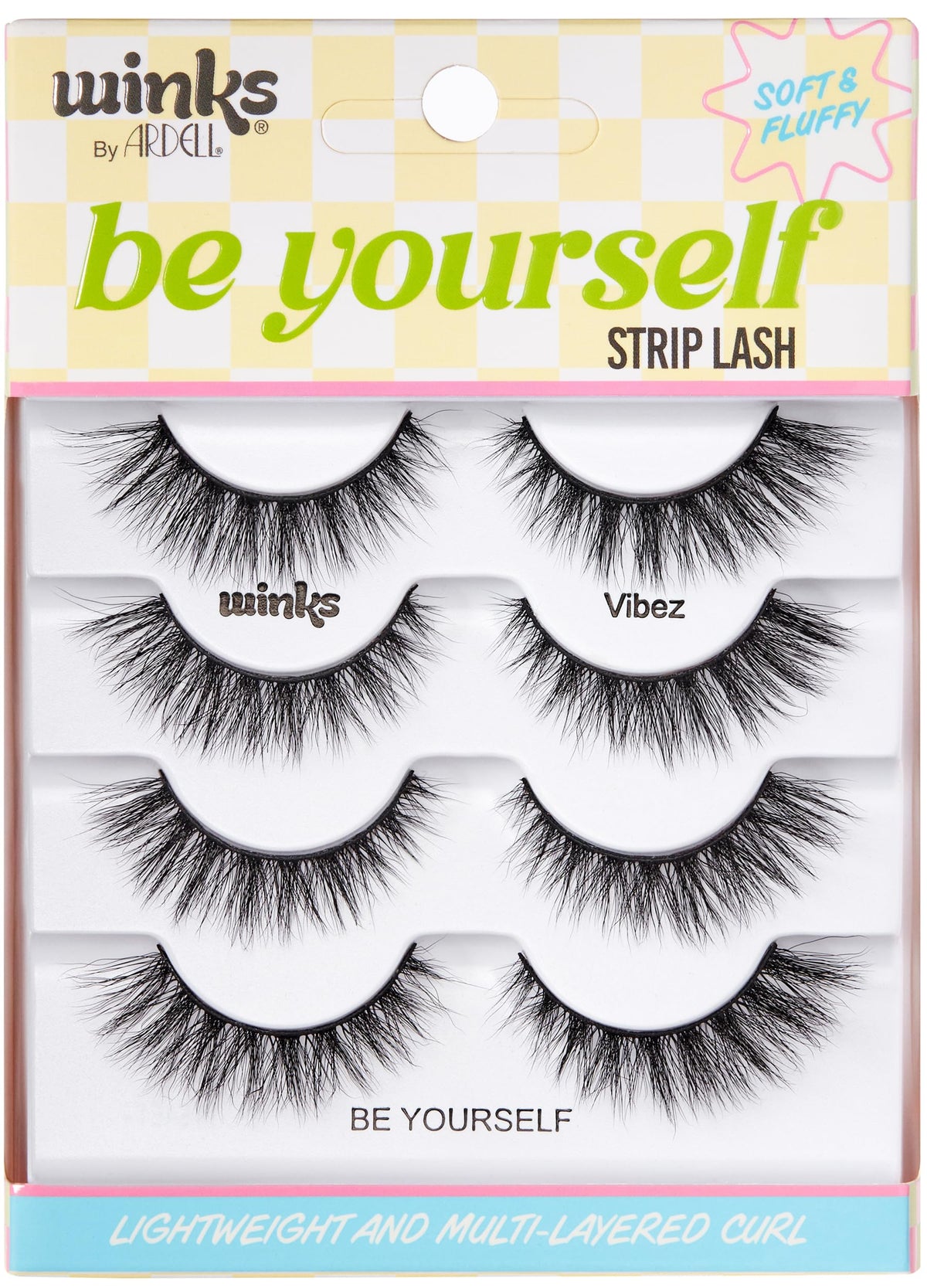 Ardell Winks Be Yourself Lashes Vibez, Bold & Expressive Black Strip Lash, 4-Pack