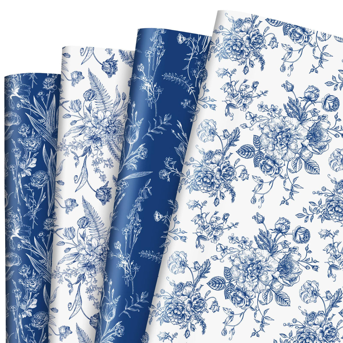 AnyDesign Blue Floral Wrapping Paper Blue White Wild Flower Gift Wrap Paper Bluk Folded Flat Wild Floral Art Paper for Wedding Birthday Baby Shower DIY Craft Gift Wrapping, 19.7 x 27.6 Inch, 8 Sheet