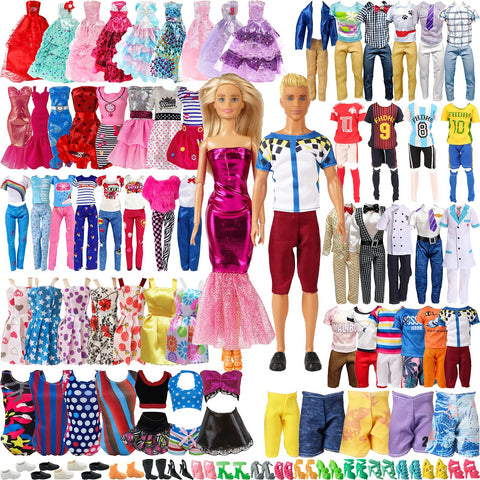 SOTOGO 69 Pieces Doll Clothes and Accessories for 11.5 Inch Girl Boy Doll Clothes Different Occasions Include 30 Sets Handmade Doll Dresses/Casual Clothes/Swimsuit/Sportswear and 20 Pairs Shoes