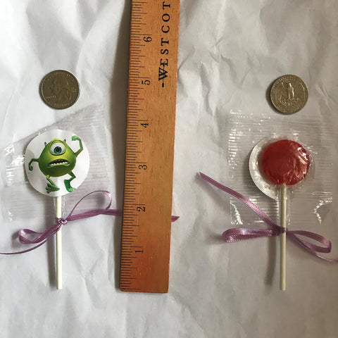 Monsters Inc Party Favors Supplies Decorations Movie Lollipops w/ Lavender Bow Ribbons Party Favors -12 pcs, Sully, Mike, Boo