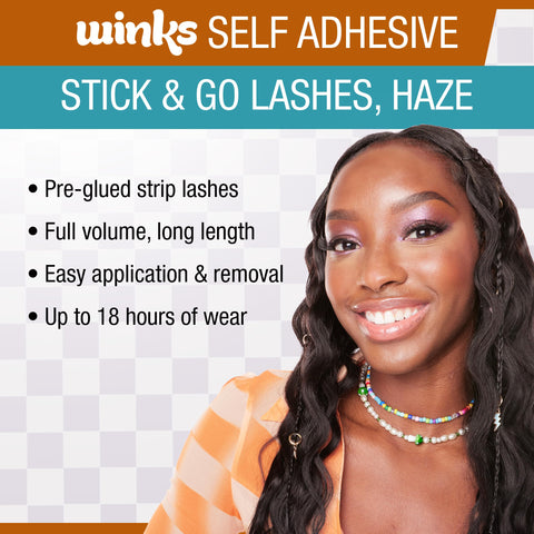 Ardell Winks Self Adhesive Lashes, Haze, Easy-to-Apply, Lightweight, Full-Volume Flare, No Glue Needed, 1-pair