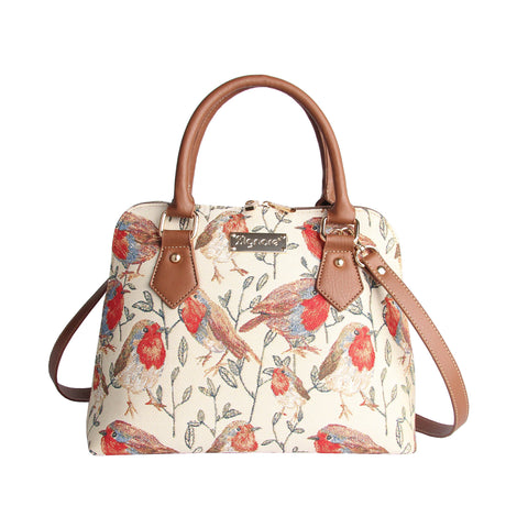 Signare Tapestry Handbags Shoulder bag and Crossbody Bags for Woven with Bird Design (Robin, CONV-ROB)