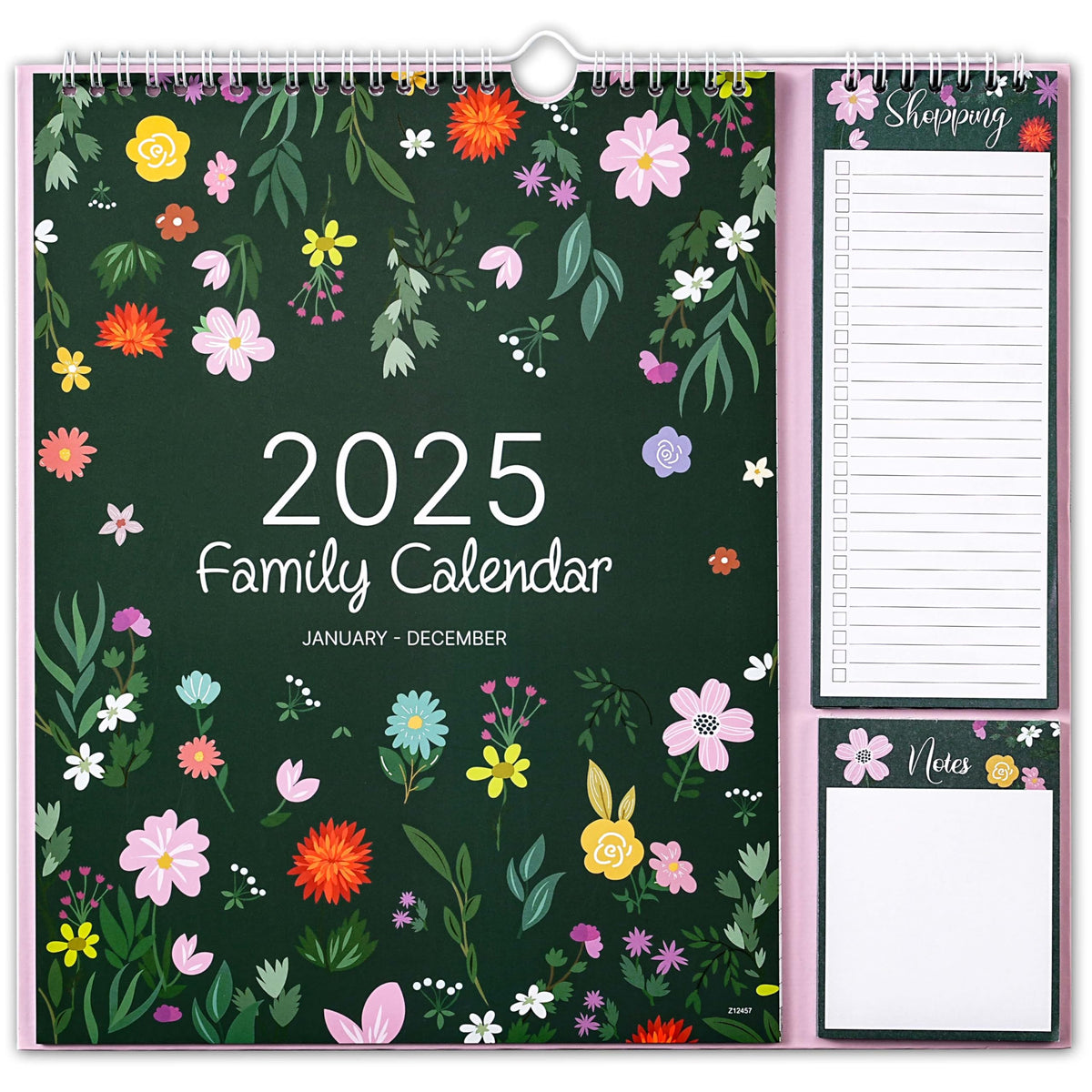 Family Calendar 2025 - Calendar 2025 from January 2025 - December 2025, 2025 Family Calendar UK with 5 Columns Layout, Shopping Lists ? Notes Pad, Holidays, 32 x 29.5 cm - Beautiful Flowers