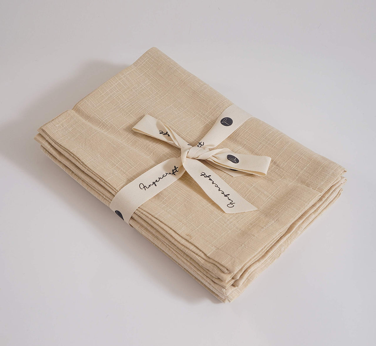 FINGERCRAFT Cloth Dinner Napkins Cotton Linen Fabric Soft Beige Set of 6 Washable Rustic Look for Dining Party Table Decor 20x20 Inch