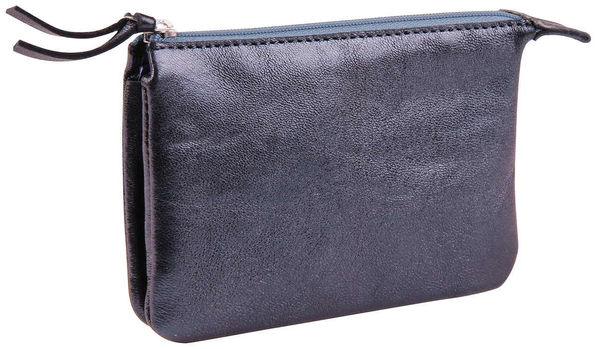 Clairefontaine - Ref 400012C - CuirisÃƒÆ’Ã†â€™Ãƒâ€ Ã¢â‚¬â„¢ÃƒÆ’Ã¢â‚¬Å¡Ãƒâ€šÃ‚Â© Leather Small Flat Pencil Case With 2 Compartments - 13 x 9cm, Made From Genuine Lambskin Leather, Metal Zip With Leather Puller - Oil