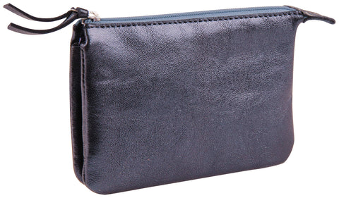 Clairefontaine - Ref 400012C - CuirisÃƒÆ’Ã†â€™Ãƒâ€ Ã¢â‚¬â„¢ÃƒÆ’Ã¢â‚¬Å¡Ãƒâ€šÃ‚Â© Leather Small Flat Pencil Case With 2 Compartments - 13 x 9cm, Made From Genuine Lambskin Leather, Metal Zip With Leather Puller - Oil