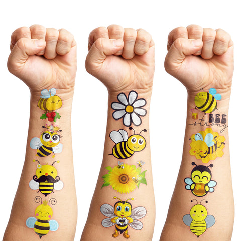 Bumble Bee Temporary Tattoo StickerS for Kids 82 PCS Honey Bee One Themed Birthday Party Decorations Favors Supplies Gifts Boys Girls Baby Shower Adult Cute Tattoo School Prizes Reward Christmas