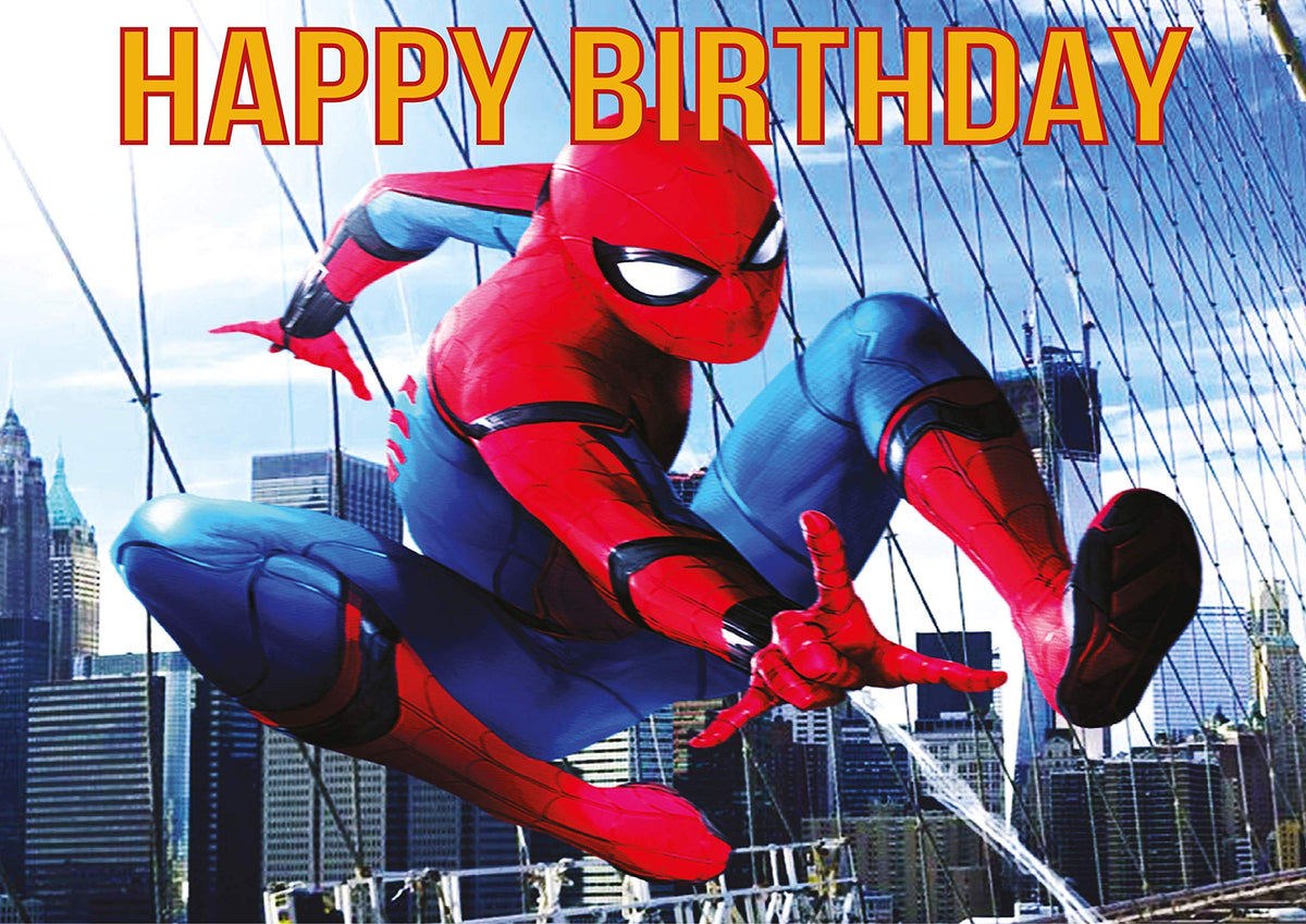 8.3 x 11.7 Inch Edible Square Cake Toppers - Spiderman Themed Birthday Party Collection of Edible Cake Decorations