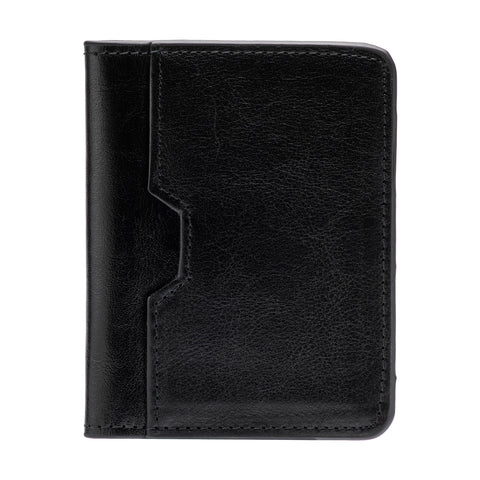 WULOUJIE Leather Minimalist Wallet for Men, Credit Card Holder?Thin Bifold Wallet, Front Pocket Wallet, Small Card Case, Slim Wallet,Father's Day Gift (BLACK)