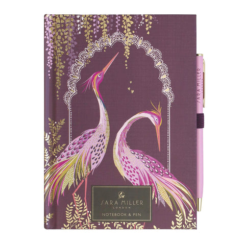 Portico Designs B6 Notebook with Pen Sara Miller London Lined Journal Stationary Gift Set- 128 Pages, 6.7" x 4.9", Haveli Garden
