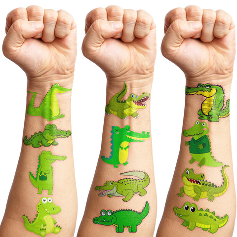 Generic Alligator Temporary Tattoos Crocodile Birthday Party Supplies Favors Decorations Super Cute 96PCS Fake Tattoos Stickers for Boys Girls School Classroom Rewards Gifts Ideal