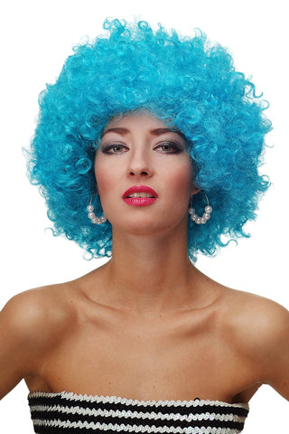 WIG ME UP - Party/Fancy Dress/Halloween WIG gigantic super volume BLUE disco AFRO funky huge HAIR, PW0011-PC40