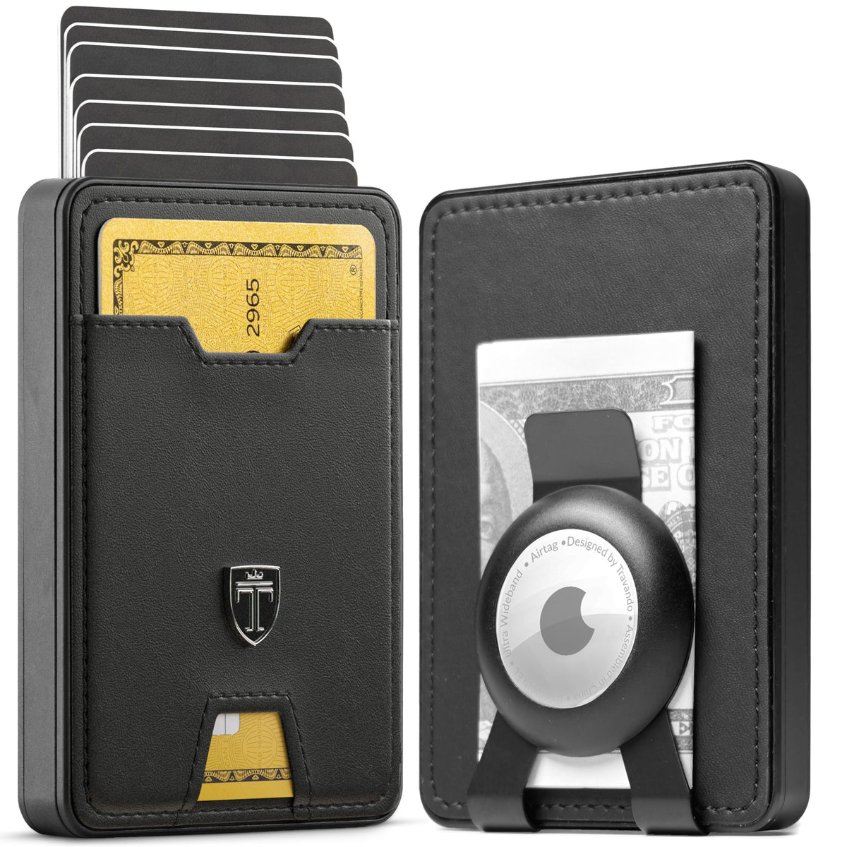 TRAVANDO Swype AirTag* Slim Wallet for Men Metal RFID Blocking Mens Wallet Card Case