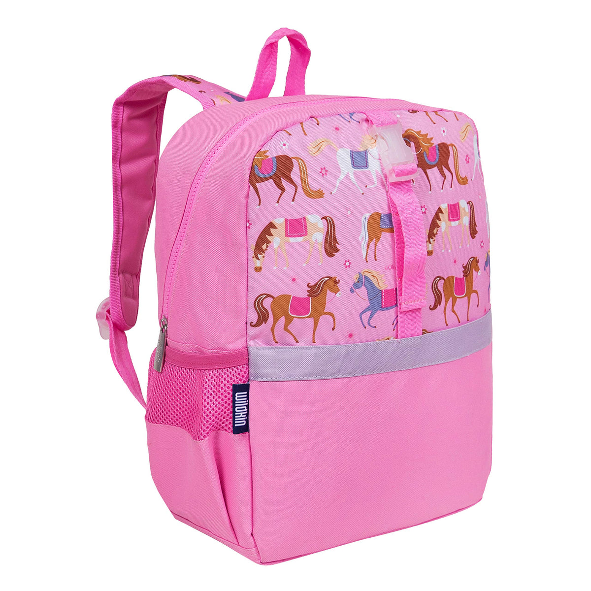 Wildkin Pack-it-All Kids Backpack for Boys & Girls, Ideal Size for School & Travel Backpack for Kids, Features Front Strap, Interior Sleeve, Back Support & Side Pocket, BPA-Free (Horses)