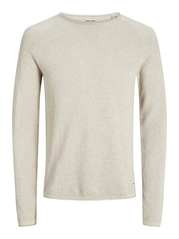 JACK & JONES NOS Men's Jjehill Knit Crew Neck Noos Jumper, Off-White (Oatmeal Detail: Melange), X-Large