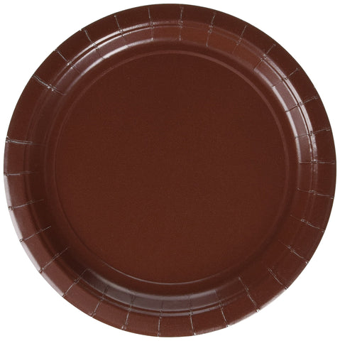 Amscan Disposable Round Party Luncheon Plates (24 Pack), 9", Brown
