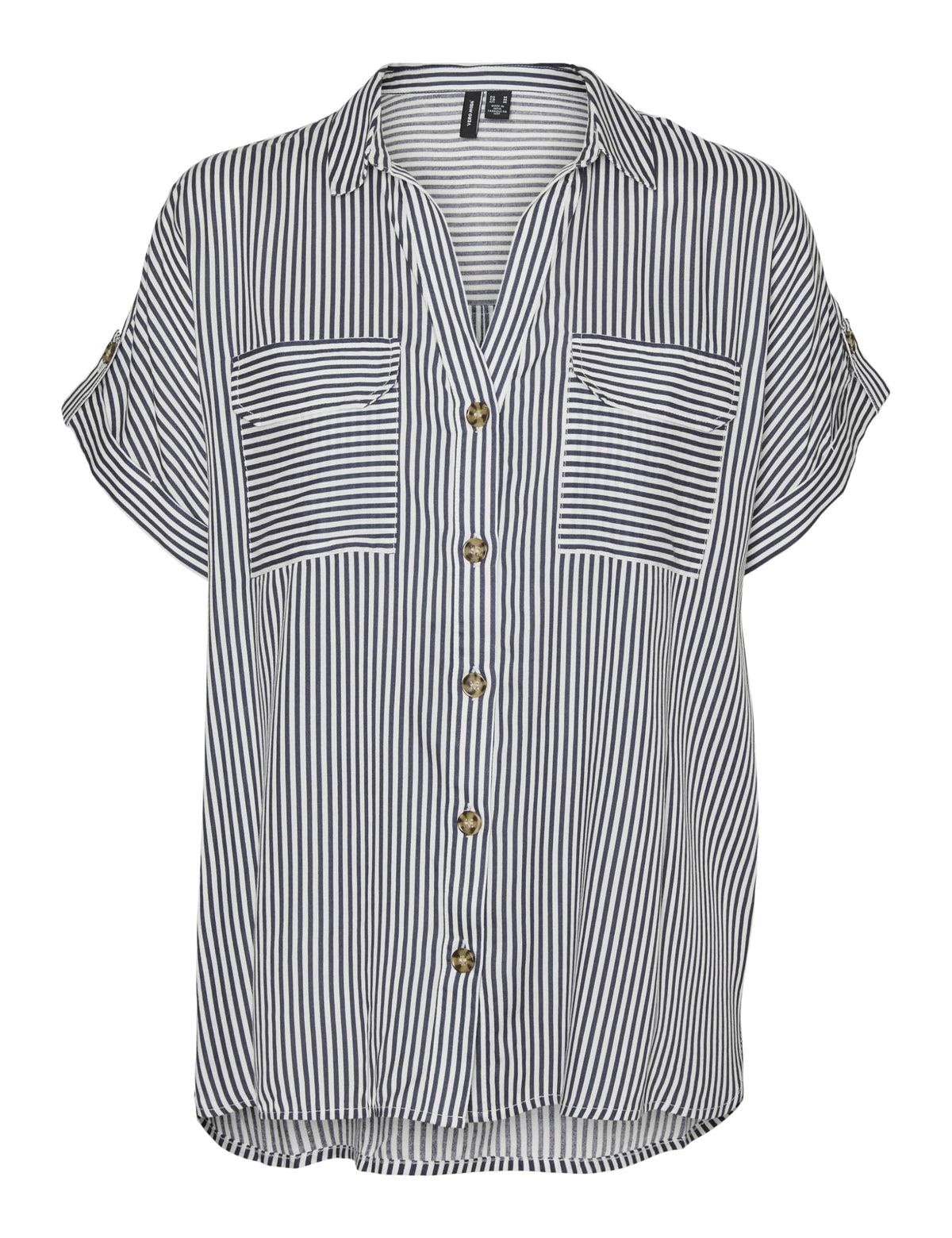 VERO MODA Women's Vmbumpy S/S Shirt WVN Ga Noos Short-Sleeved Blouse, Blue, XXL