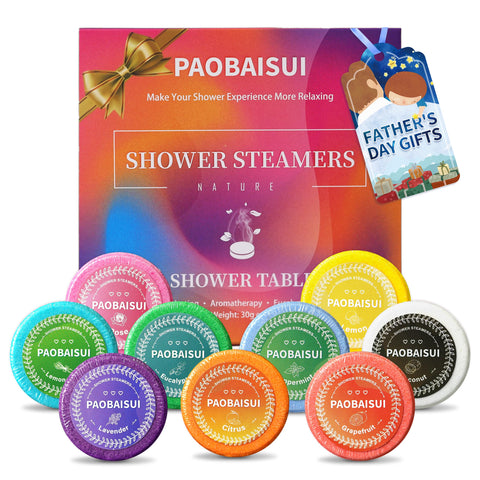 PAOBAISUI Shower Steamers Aromatherapy 9 Pack Shower Tablets Birthday Gifts for Women, Bath Bombs Gifts for Her,Spa Gifts for Women,Vapor Shower Accessories with Essential Oils Stress Relief