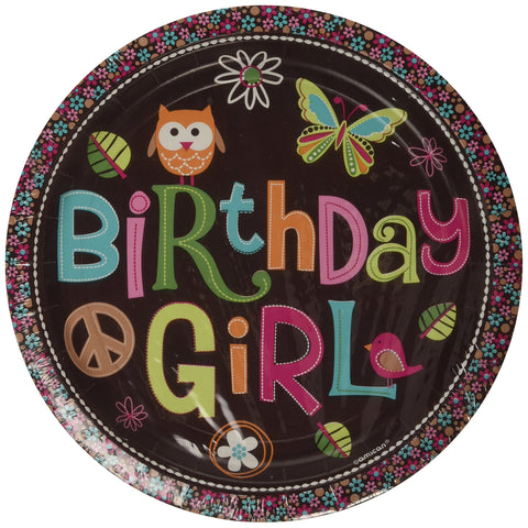 Amscan Hippie Chick Birthday Party Lunch Paper Plates Disposable Tableware (8 Pack), 9", Multicolor