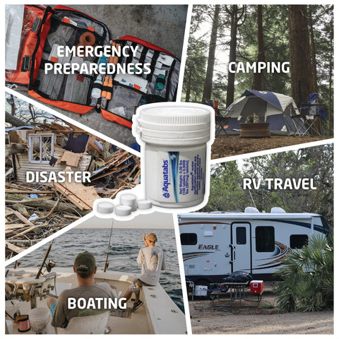 Aquatabs 397mg Water Purification Tablets (100 Pack). Water Filtration System for, Camping, Emergencies, Survival, and RVs. Easy to Use Water Treatment and Disinfection.
