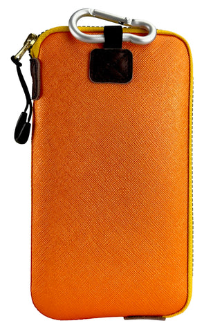 OneJoy Neoprene Cell Phone Pouch, Large Zipper Opening, Lightweight & Protective Phone Sleeves for iPhone Durable Phone Carrier Bag, Thermal Carrying Phone Pouch Inner Pocket [ Orange ]