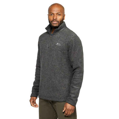 Weird Fish Boston Recycled 1/4 Zip Grid Fleece Washed Black Size L