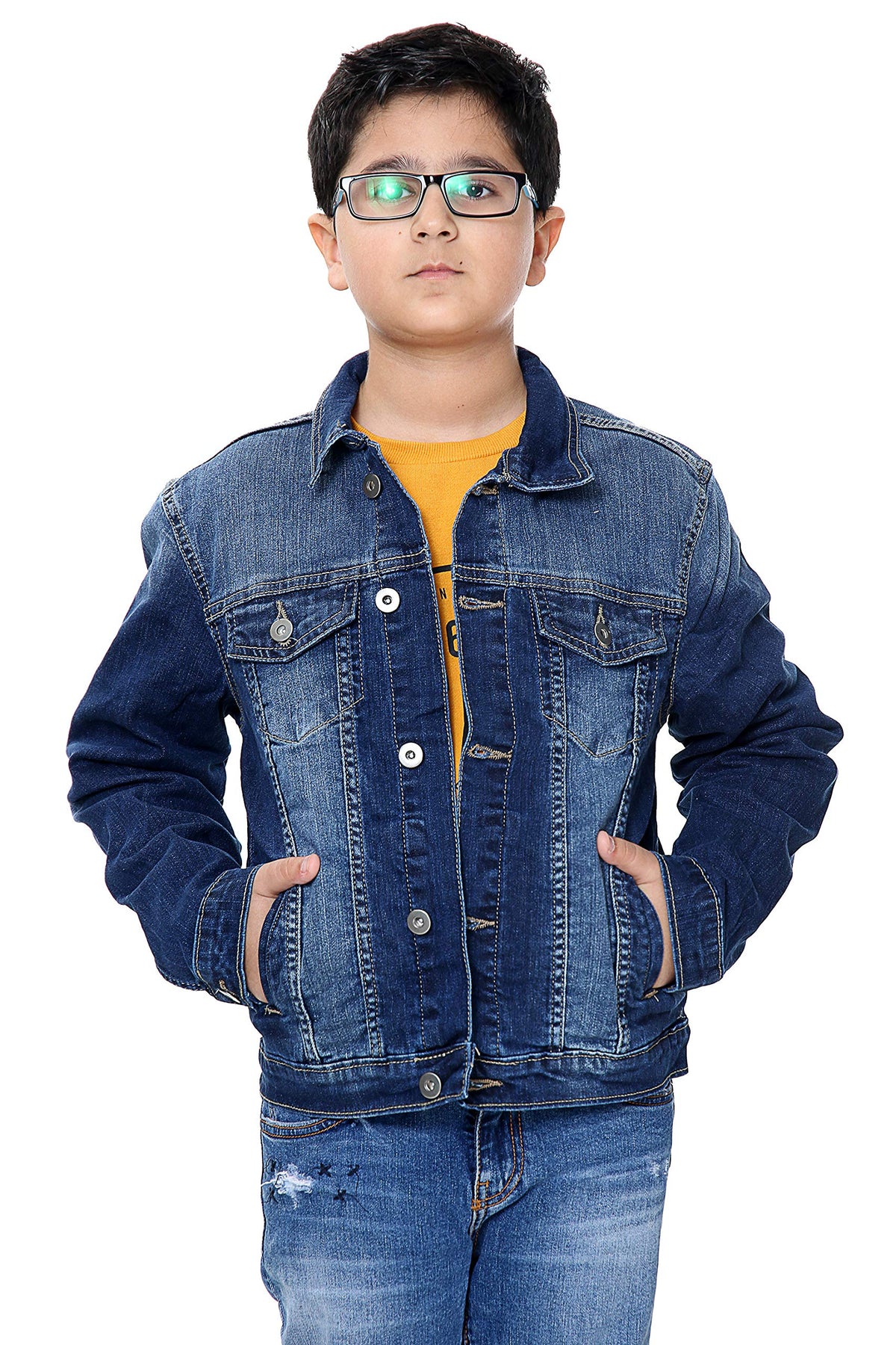 Boys Kids Denim Jacket Jacket Coat With Button Designer's Boys Jacket UK Age 5-13Years (Mid Wash, 11-12 Years)