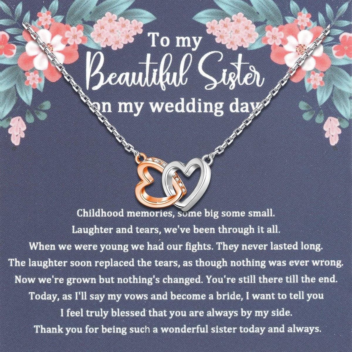 Sister Necklace Sister of The Bride Gifts from Bride Sister Wedding Gift from Brid Thank You Sister Jewelry (wedding day 1uk)