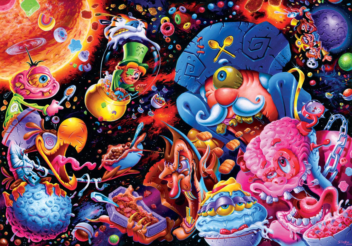 Toynk Cosmic Crunch Breakfast Cereal Monster Puzzle by Joe Simko | 1000 Piece Jigsaw Puzzle Toy | Interactive Brain Teaser for Family Game Night | 29 x 20 Inches
