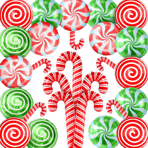 KatchOn, Christmas Candy Cane Balloons Set - Huge, Pack of 30 | Christmas Balloons, Christmas Candy Balloons for Candy Party Decorations | Christmas Mylar Balloons, Merry Christmas Party Decorations