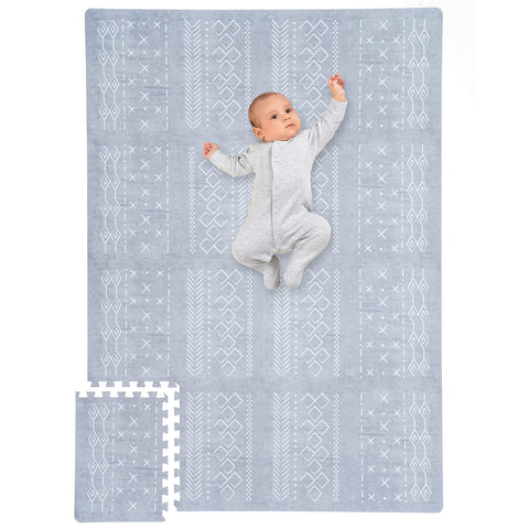 Stylish Baby Play Mat - Soft, Easy to Clean 5.6 x 4 ft. Floor Mat Creates A Safe Play Area for Your Baby Boy or Girl - The Perfect Playmat Made of Soft Foam Tiles to Fit Nicely As A Kids Playroom Rug