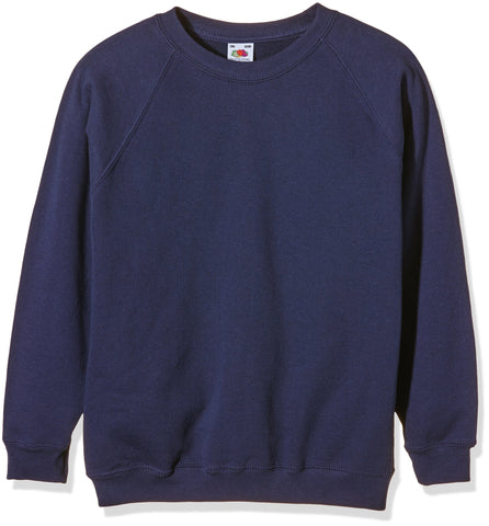 Fruit of the Loom Unisex Kids Raglan Classic Sweater, Navy, 9-11 Years (Manufacturer Size:32)