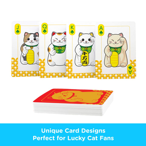 AQUARIUS Lucky Cat Playing Cards - Lucky Cat Themed Deck of Cards for Your Favorite Card Games - Lucky Cat Merchandise & Collectibles - Poker Size with Linen Finish
