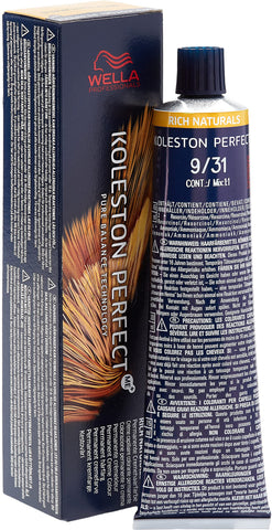Wella Koleston Perfect Me+ Rich Naturals Permanent Hair Colour Cream, No. 9/31 Light Blonde Gold Ash, 0.66 kg 8005610652610
