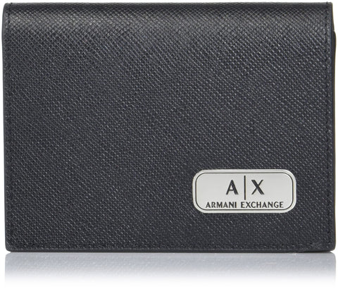 A|X ARMANI EXCHANGE mens Bifold With Coin Pocket Wallet, Black, Small US