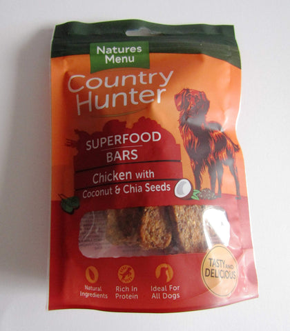 Paradise Pets SUPERFOOD DOG TREAT BAR CHICKEN WITH COCONUT & CHIA SEEDS BY COUNTRY HUNTER NATURES MENU