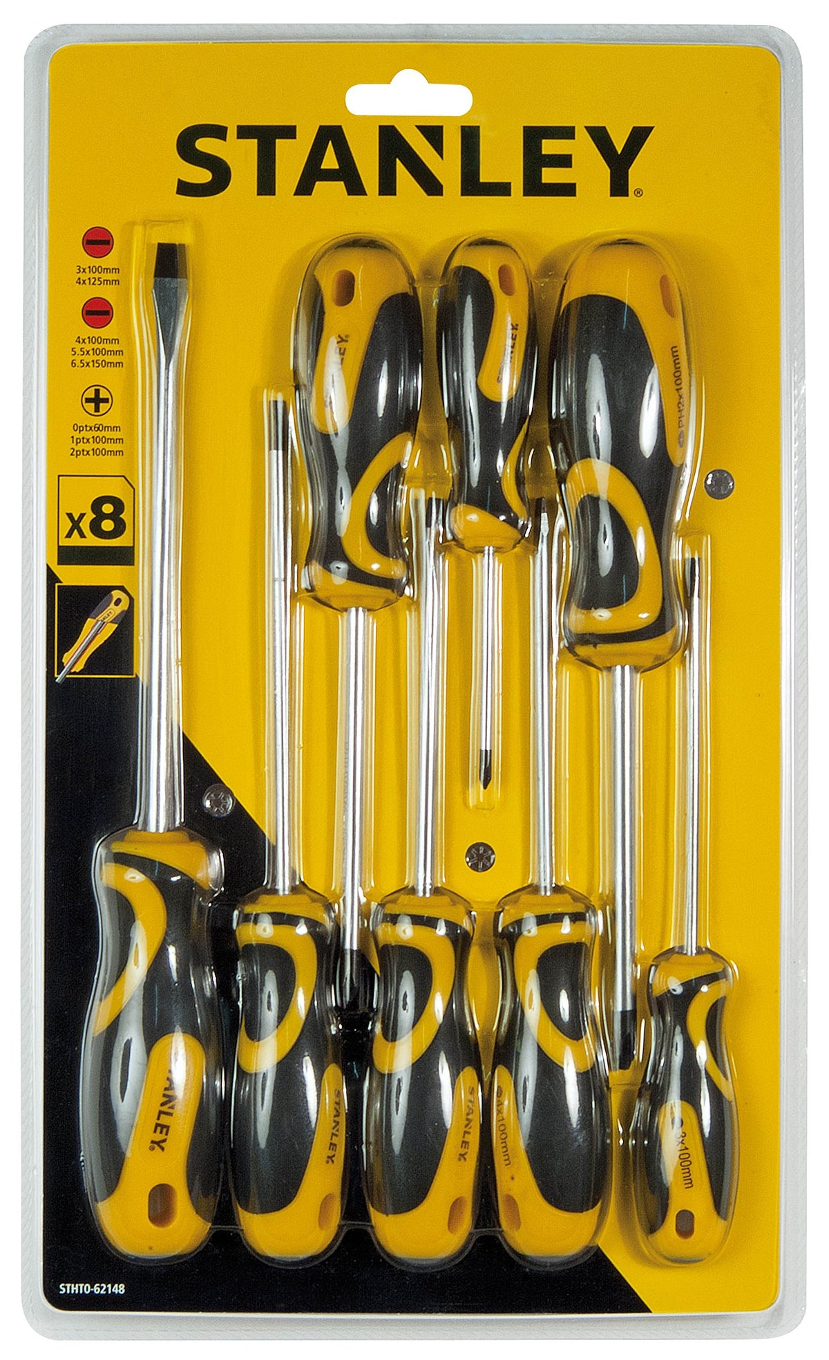 Stanley STHT0 - 62148 Bi-Material Set 8 Screwdrivers, Yellow/Black