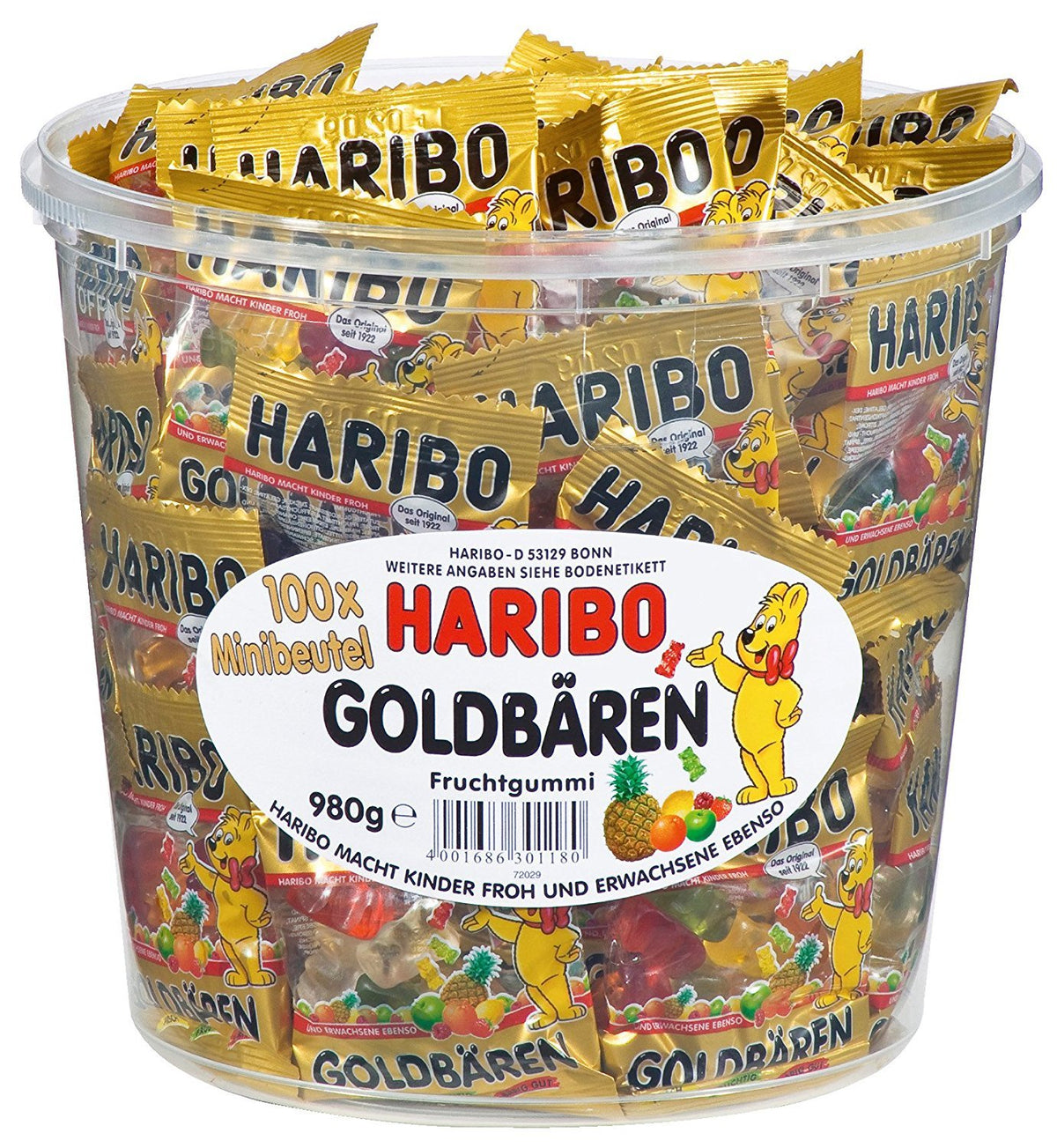 Haribo Gold bear can, 2 x 100 Minibeutel, 2 x 980g