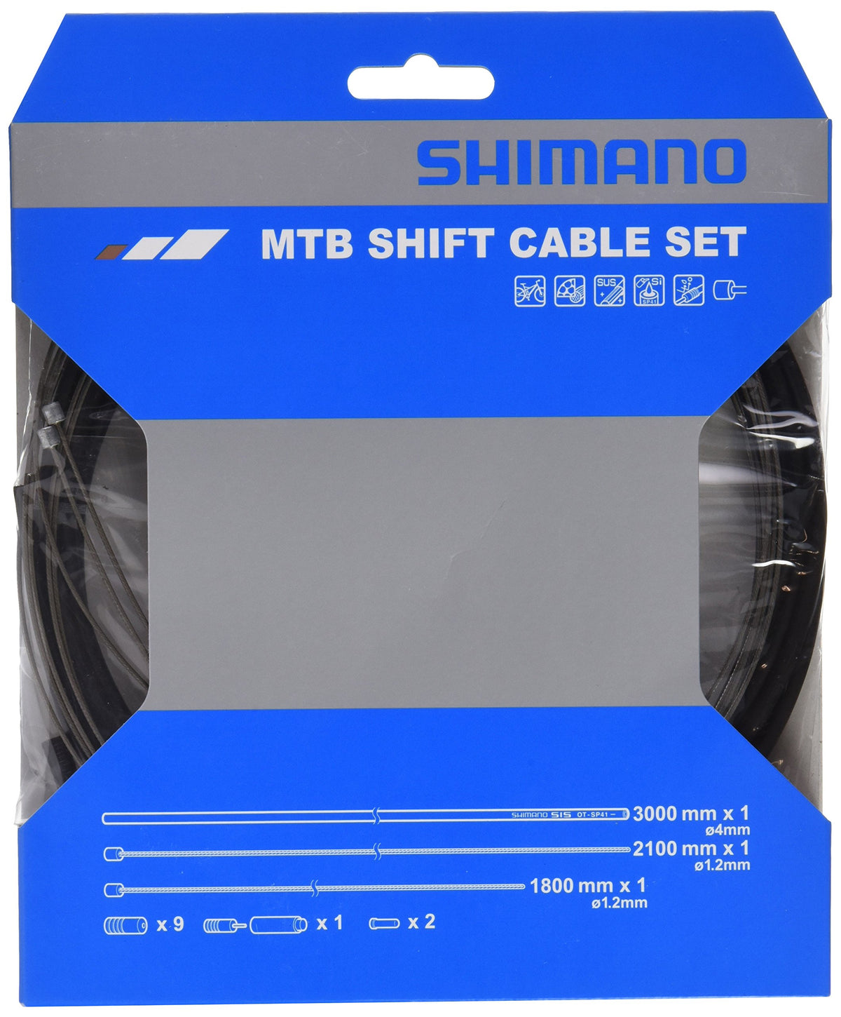 SHIMANO Unisex Cambio/Funda/Topes Mtb Sp41 Inox.n Bike Gear Set Cable, Black, Uni EU