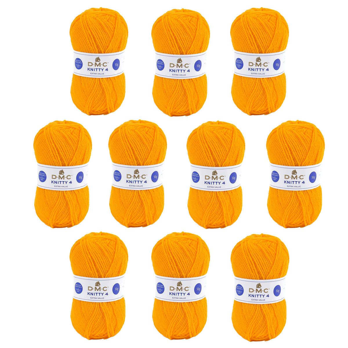 DMC - 10 balls - Knitty 4 knitting yarn - Explanations included | Comfortable to knit - Great quality | 50g balls - 140m | 10 colours available