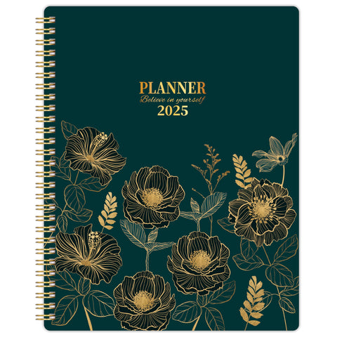 2025 Planner - 2025 Planner Weekly and Monthly from January 2025 to December 2025, 8" x 10", Weekly Planner 2025 with Flower Cover, Green