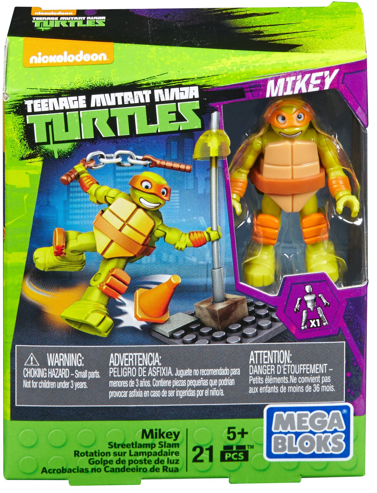 Mega Bloks Teenange Mutant Ninja Turtles Mikey Streetlamp Slam Building Playset