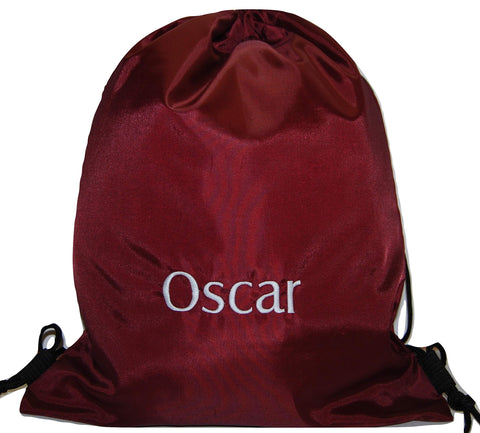 Personalised Maroon Red Drawstring Bag
