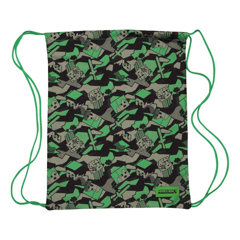 Minecraft Camo Creeper Gym Bag, Kids, One Size, Green/Black, Official Merchandise
