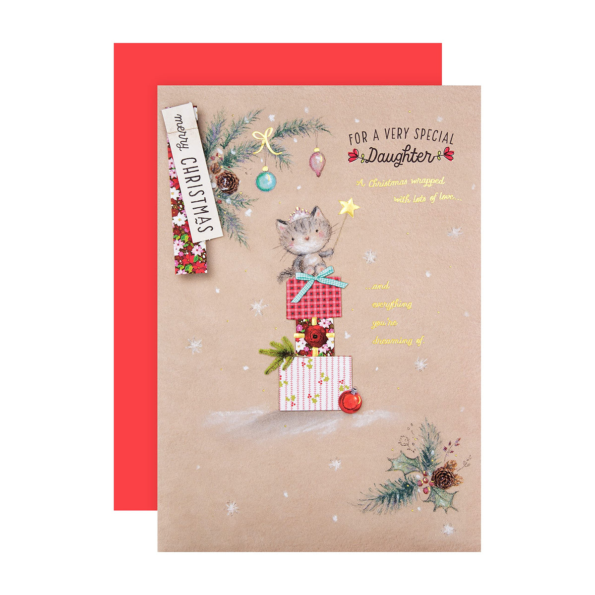 Hallmark Christmas Card for Daughter - Cute Illustrated Spoonful of Love Design