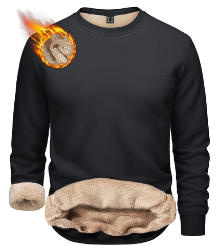 TACVASEN Mens Sweatshirts Crewneck Fleece Pullover Sweater Plain Work Jumper Winter Comfy Warm Sweatshirt Black,M